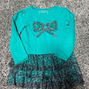 Flapdoodles Blue Long Sleeve Dress with Lace Accents